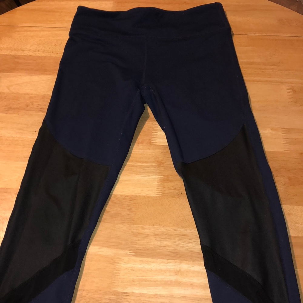 Fabletics Blue and Black Leggings with Mesh